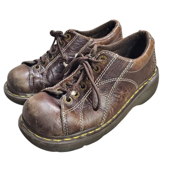 Vintage Dr. Martens Daisy Platform Oxford Shoes Brown Leather - Women's 6 - Picture 7 of 11